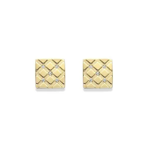 9ct GOLD Earrings Women's Square Satin Finish Studs 7mm 1.10g GIFT BOX