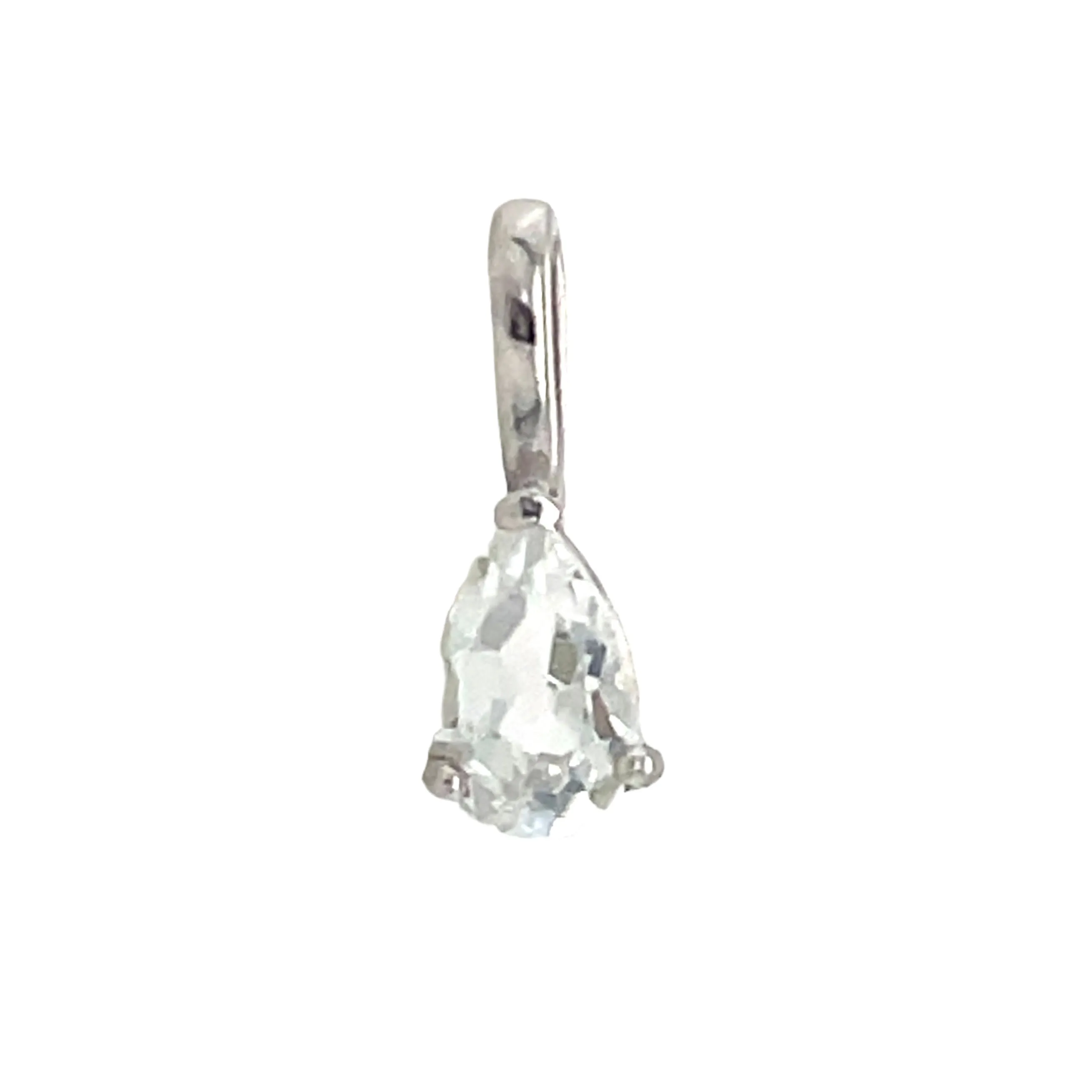 9ct White Gold Pear Birthstone Gemstone Charm