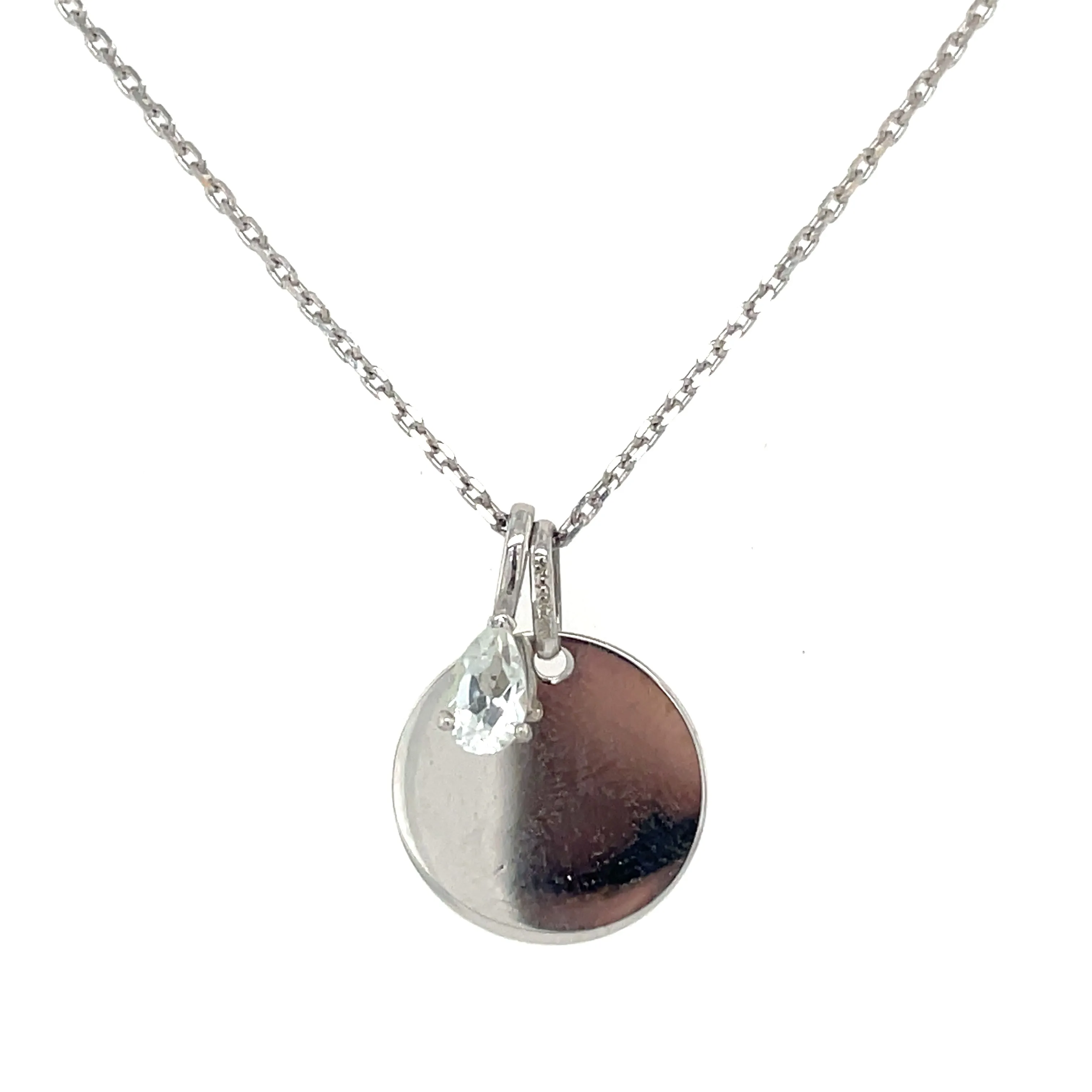 9ct White Gold Pear Birthstone Gemstone Charm