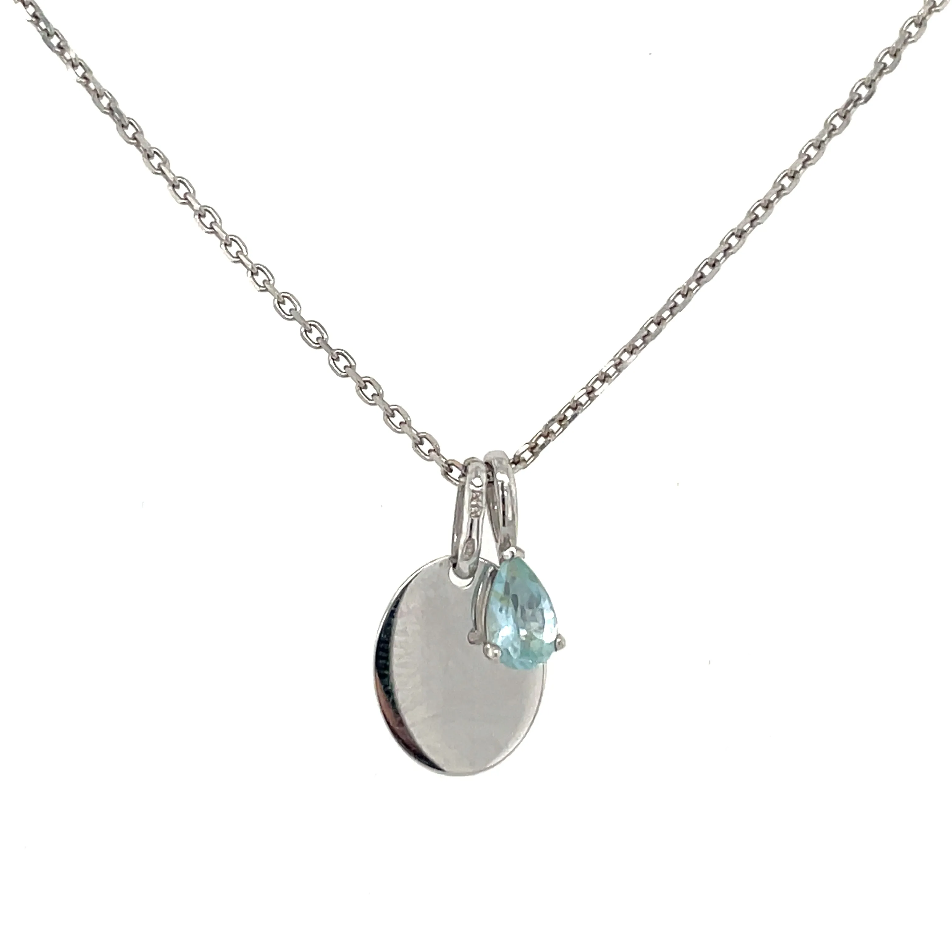 9ct White Gold Pear Birthstone Gemstone Charm