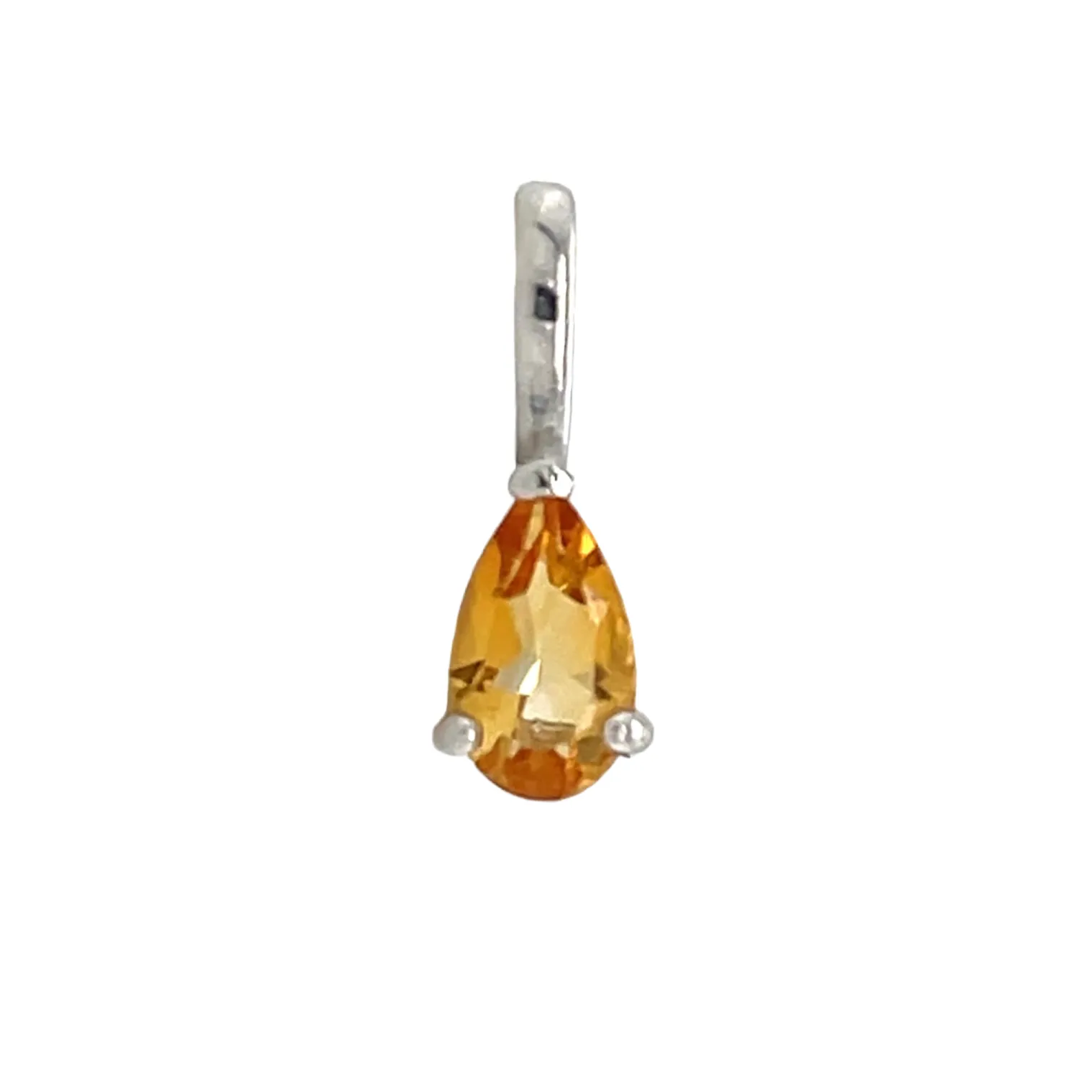 9ct White Gold Pear Birthstone Gemstone Charm