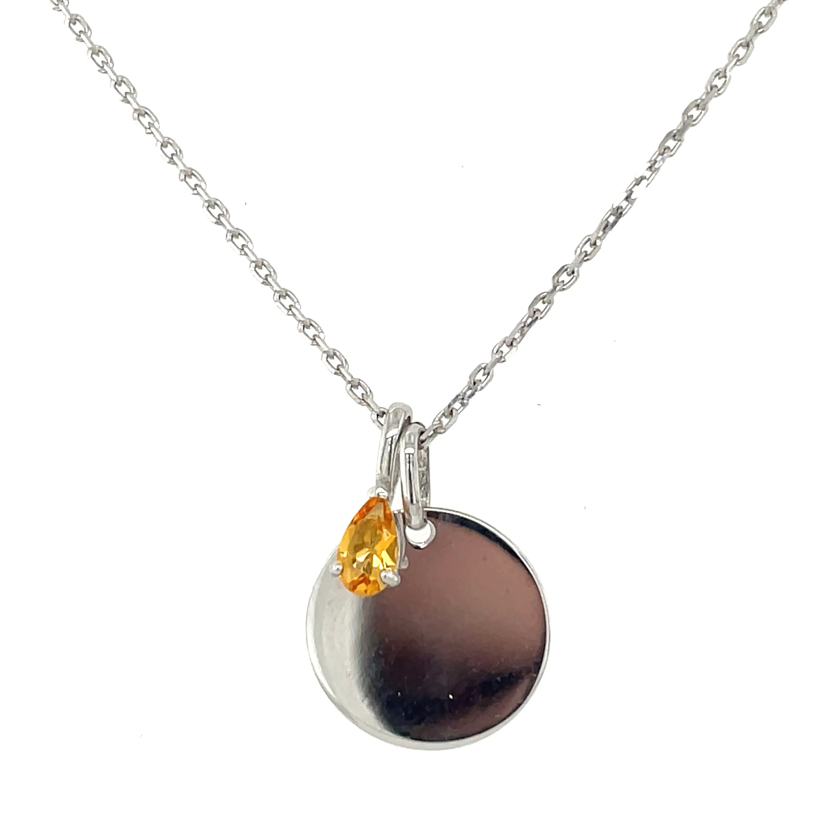 9ct White Gold Pear Birthstone Gemstone Charm