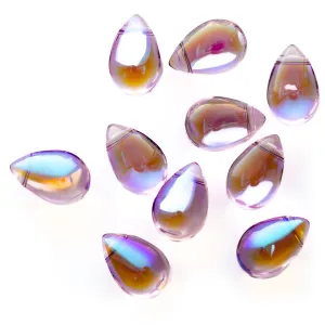 9mm Drop Glass Beads - Pink AB
