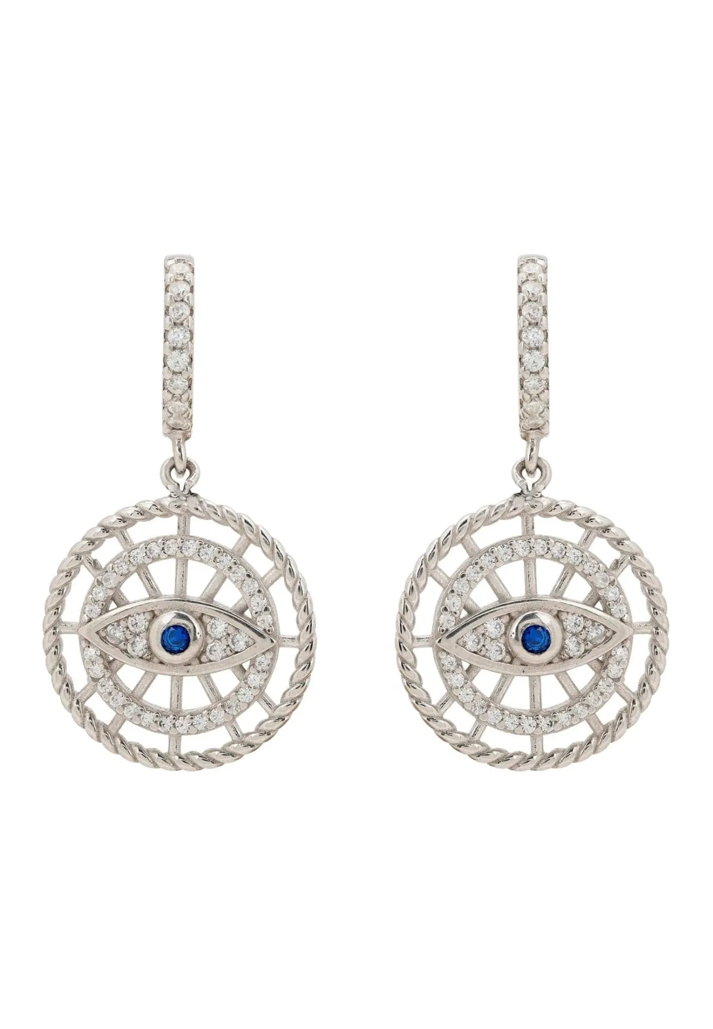 All Seeing Eye Drop Earrings Silver