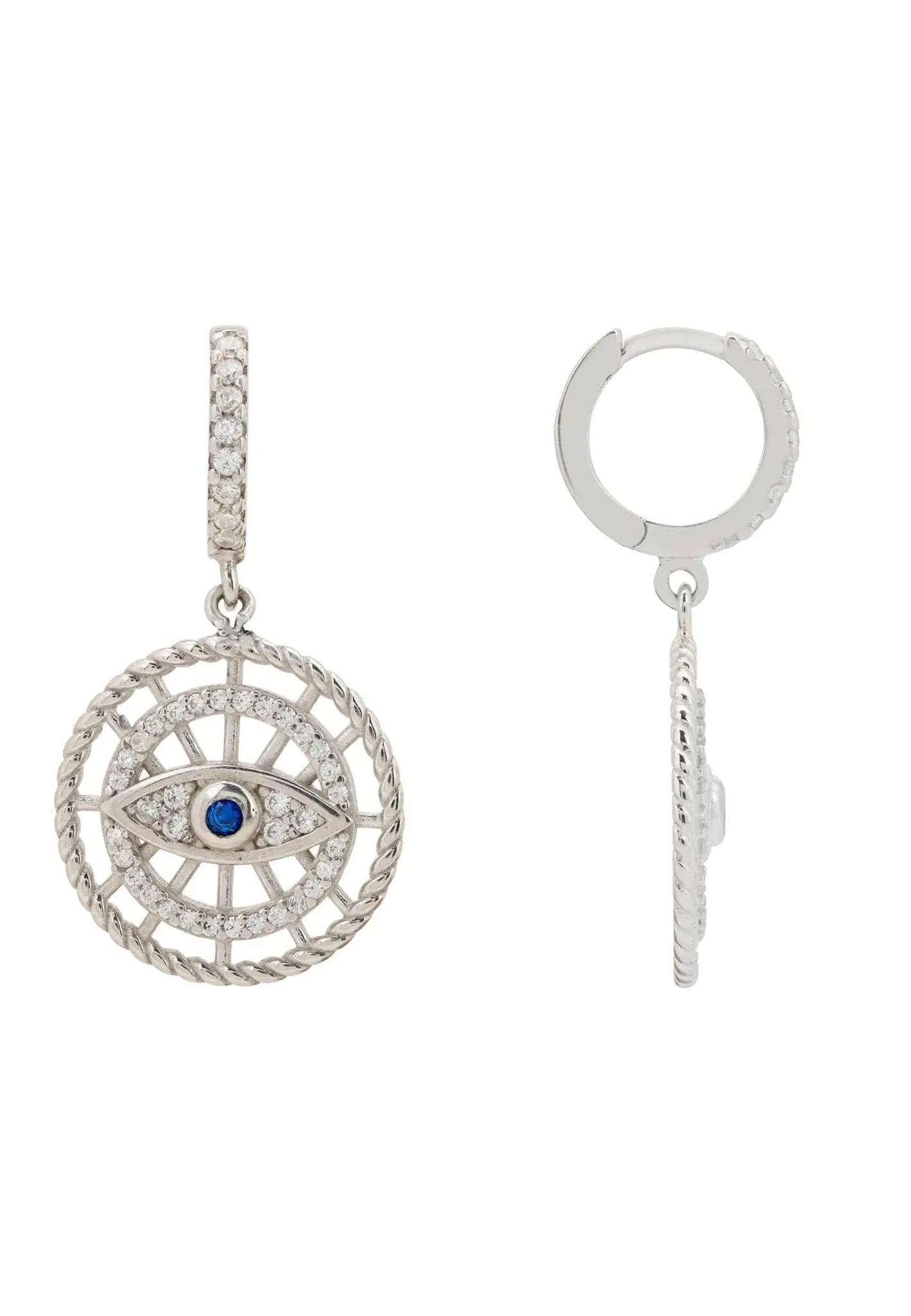 All Seeing Eye Drop Earrings Silver