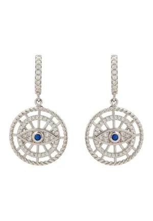 All Seeing Eye Drop Earrings Silver