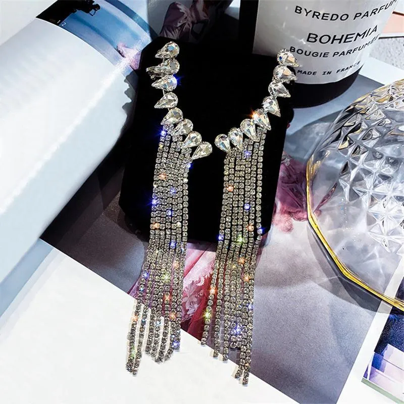 Angel Wings Long Tassel Rhinestone Drop Earring