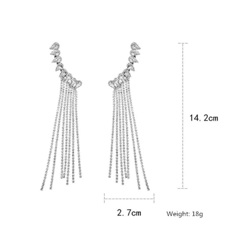Angel Wings Long Tassel Rhinestone Drop Earring