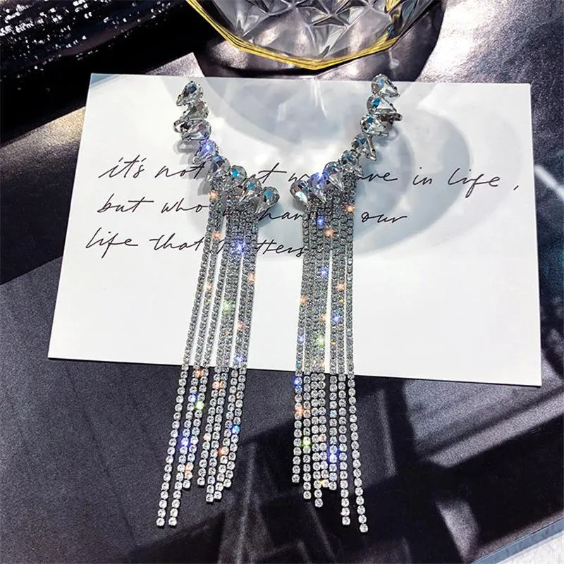 Angel Wings Long Tassel Rhinestone Drop Earring