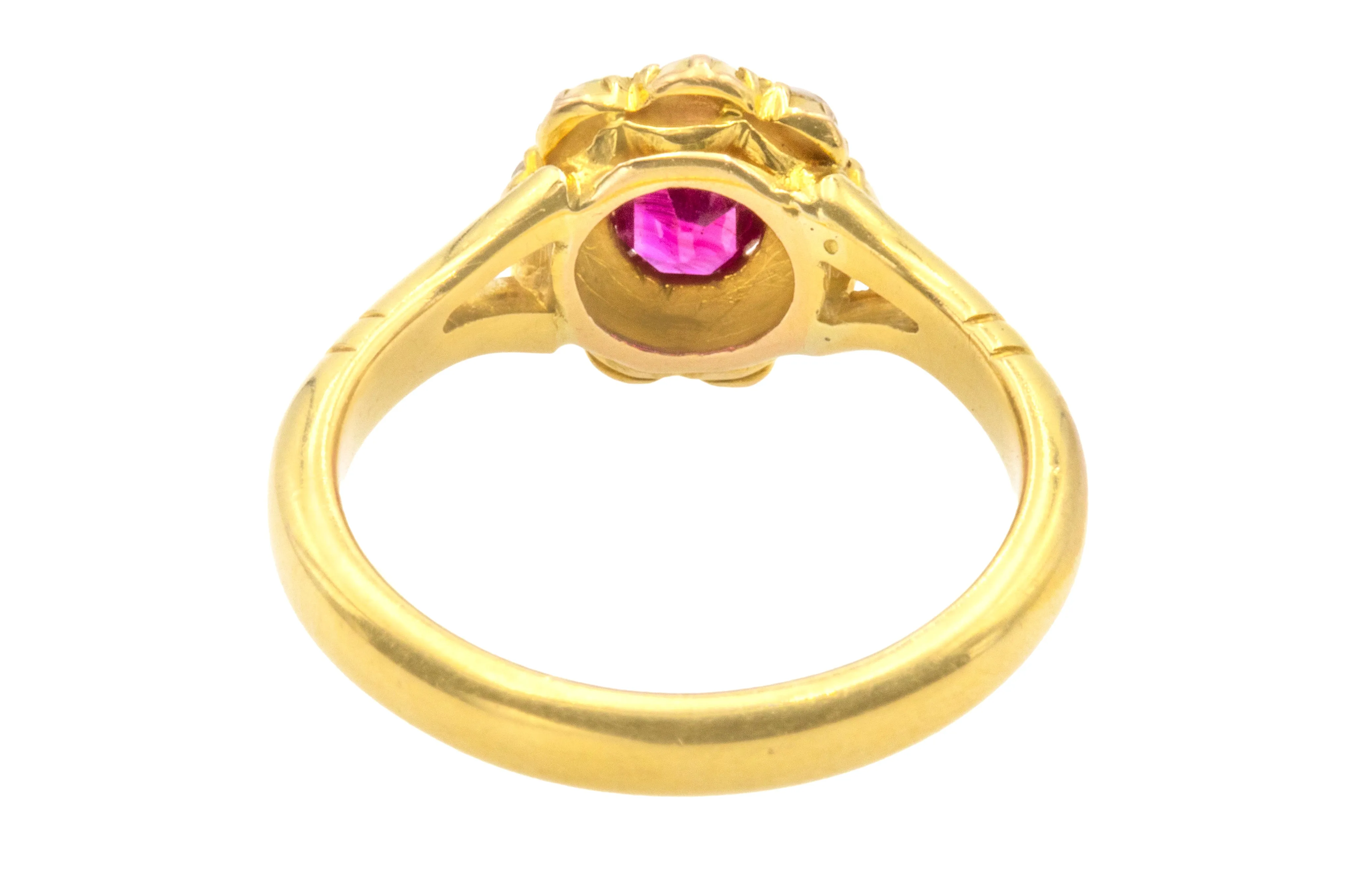 Antique 18ct Gold Ruby Pearl Ring, 0.30ct