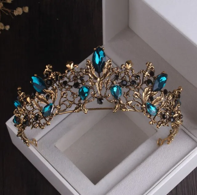 Baroque Black Crystal Pearl Bridal Tiaras Crown Rhinestone Pageant Diadem Bride Headband Wedding Hair Accessories Tiara De Noiva