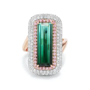 Bi Color Green Tourmaline Ring