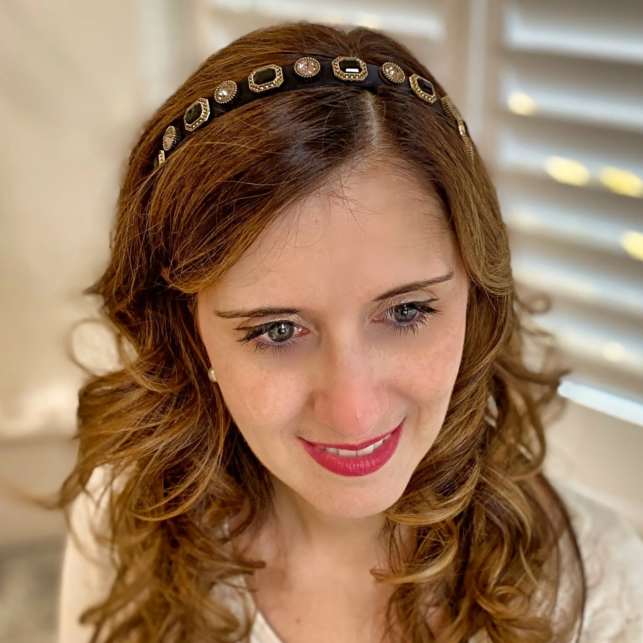 Black Hair Band Thin Headband Vintage Headband with Gems