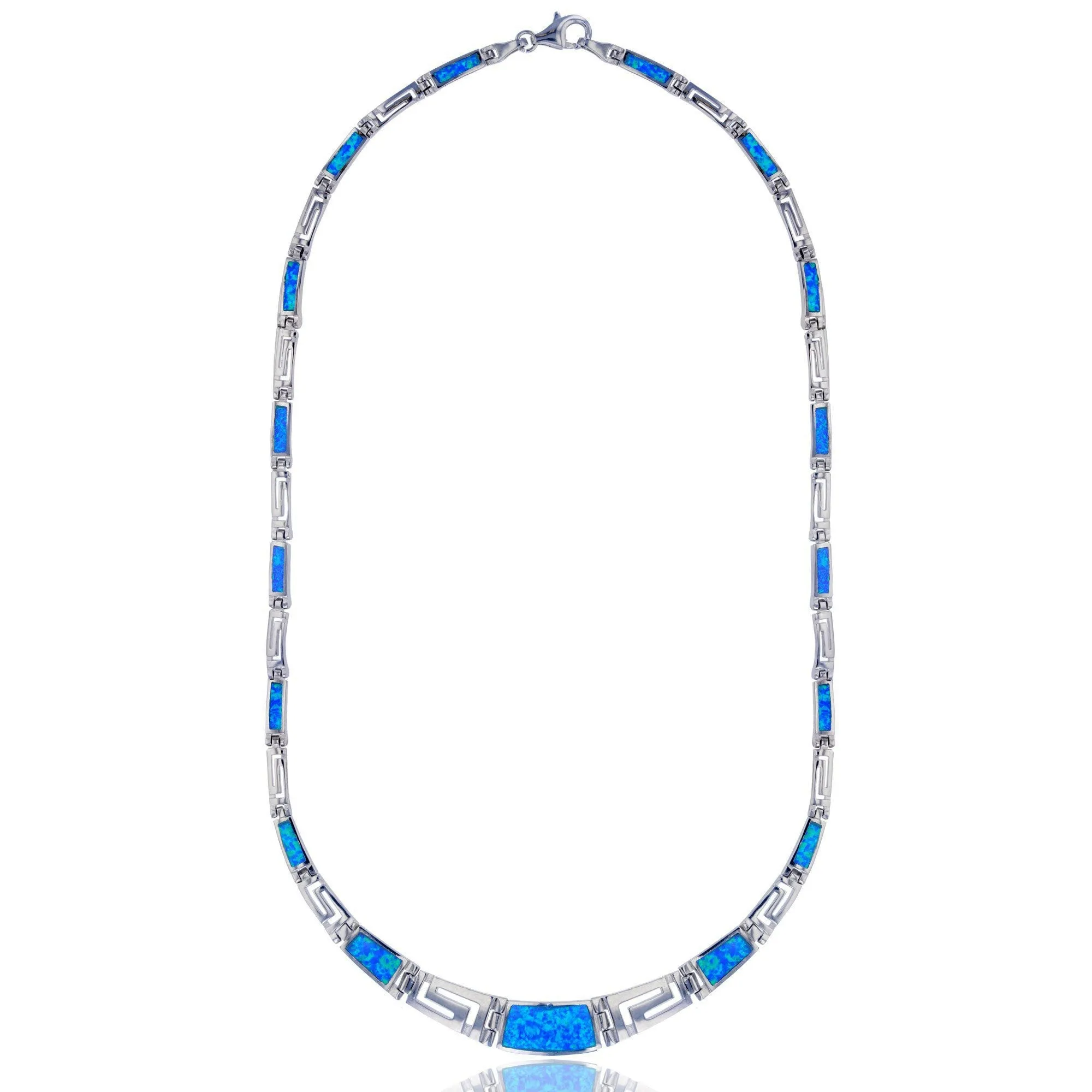 Blue Opal Graduated Necklace (Silver)