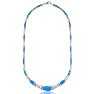 Blue Opal Graduated Necklace (Silver)