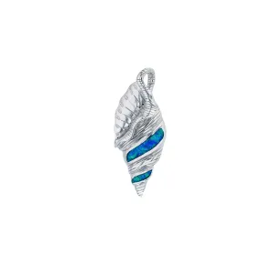 Blue Opal Sea Shell Pendant (Silver)