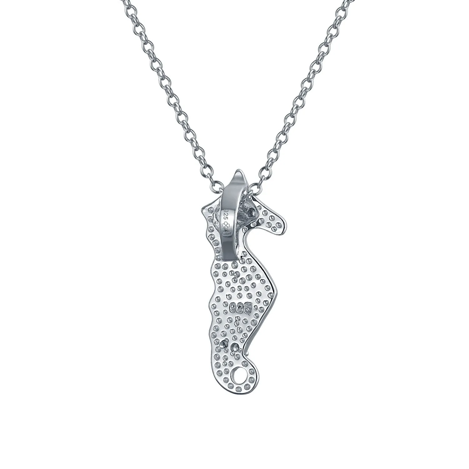 Blue Opal Seahorse Pendant Necklace Sterling Silver Nautical Beach Jewelry for Teens