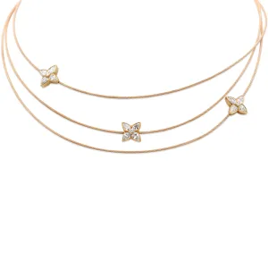 Boodles Flowerpress 3 Strand 18ct Yellow Gold & Diamond Necklace