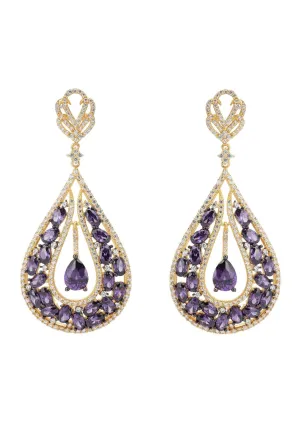 Charlotte Teardrop Gemstone Earrings Purple Gold