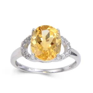 Citrine Oval Split Band Citrine Ring