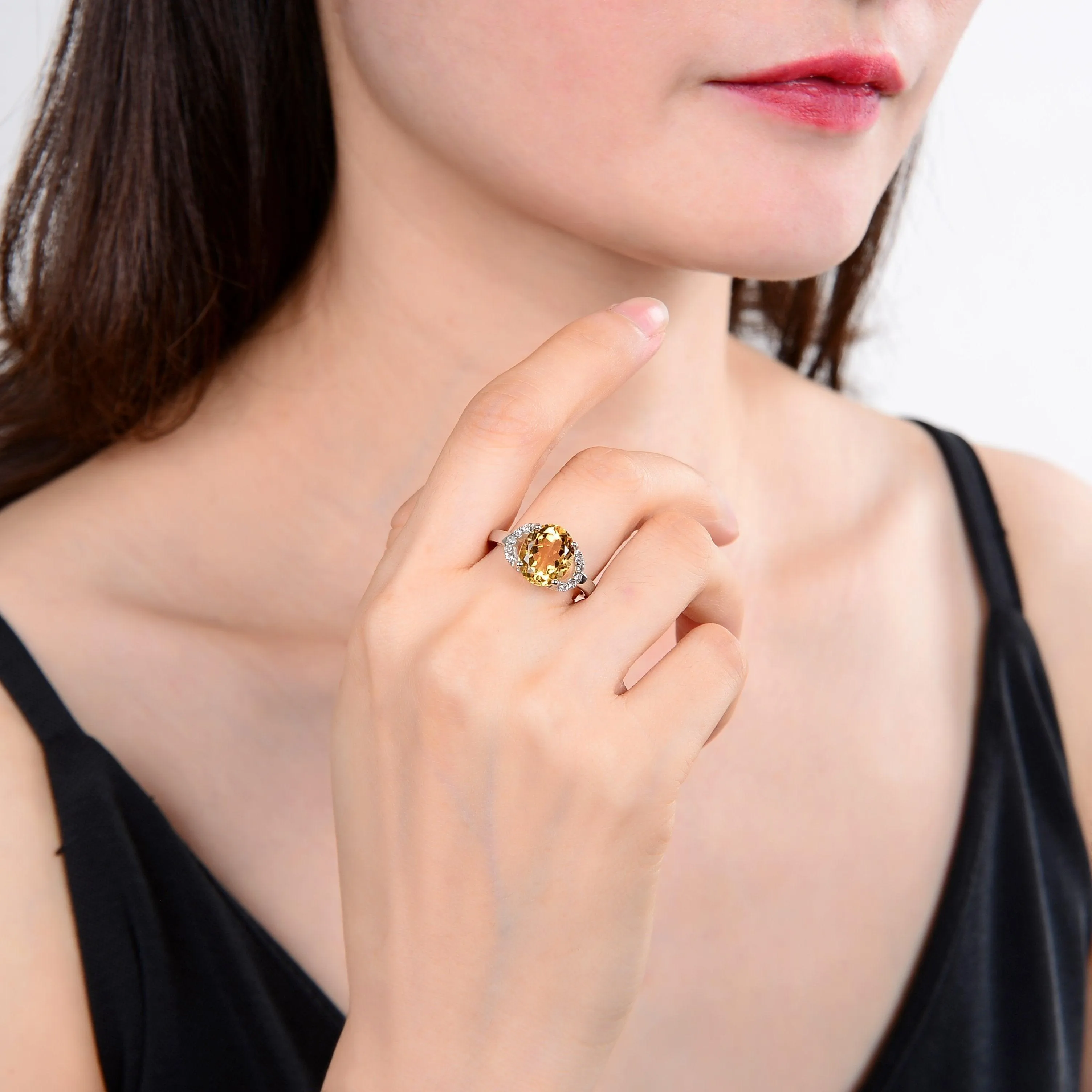 Citrine Oval Split Band Citrine Ring