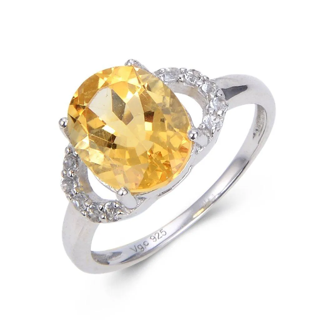 Citrine Oval Split Band Citrine Ring
