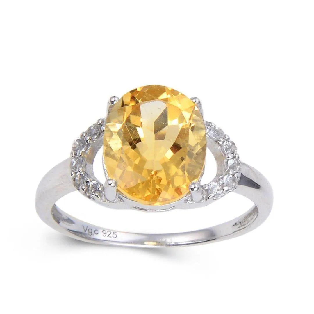 Citrine Oval Split Band Citrine Ring