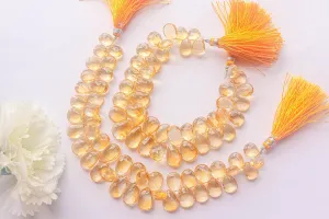 Citrine pear Briolette Faceted Beads | 8x14mm | 50 Pieces Full Strand | 8 Inch | Citrine faceted pear briolette | Matching Pairs for Jewelry
