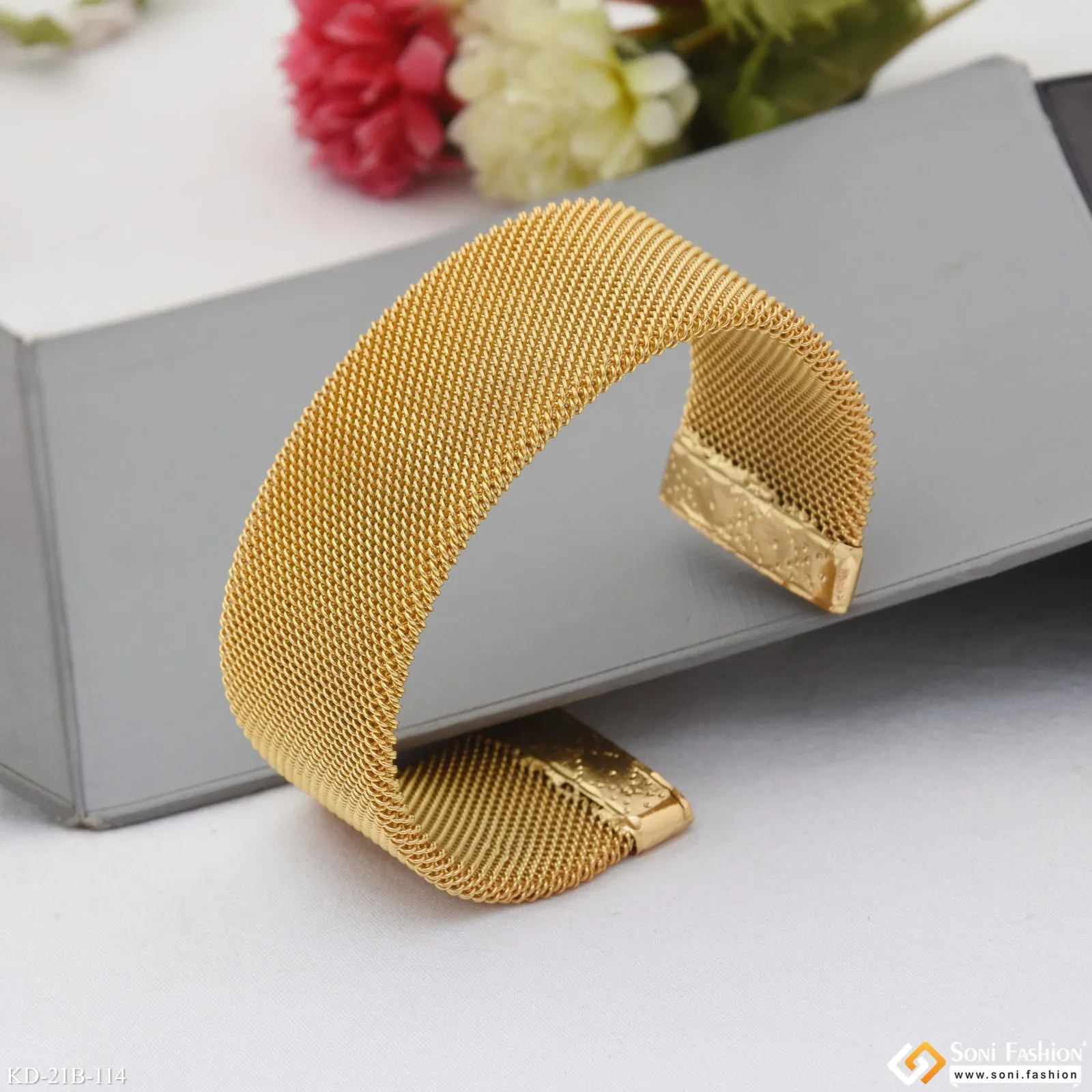 Cool Design Superior Quality Gold Plated Kada for Men - Style B114