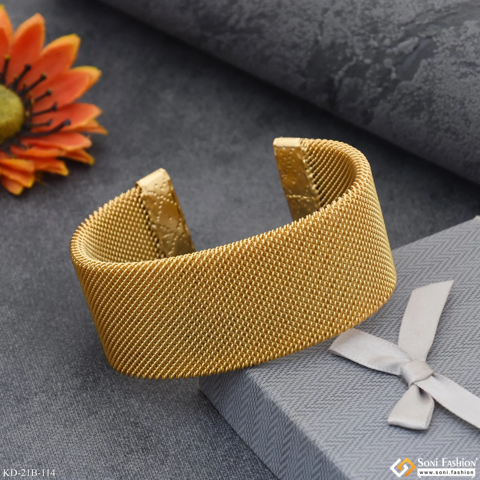Cool Design Superior Quality Gold Plated Kada for Men - Style B114