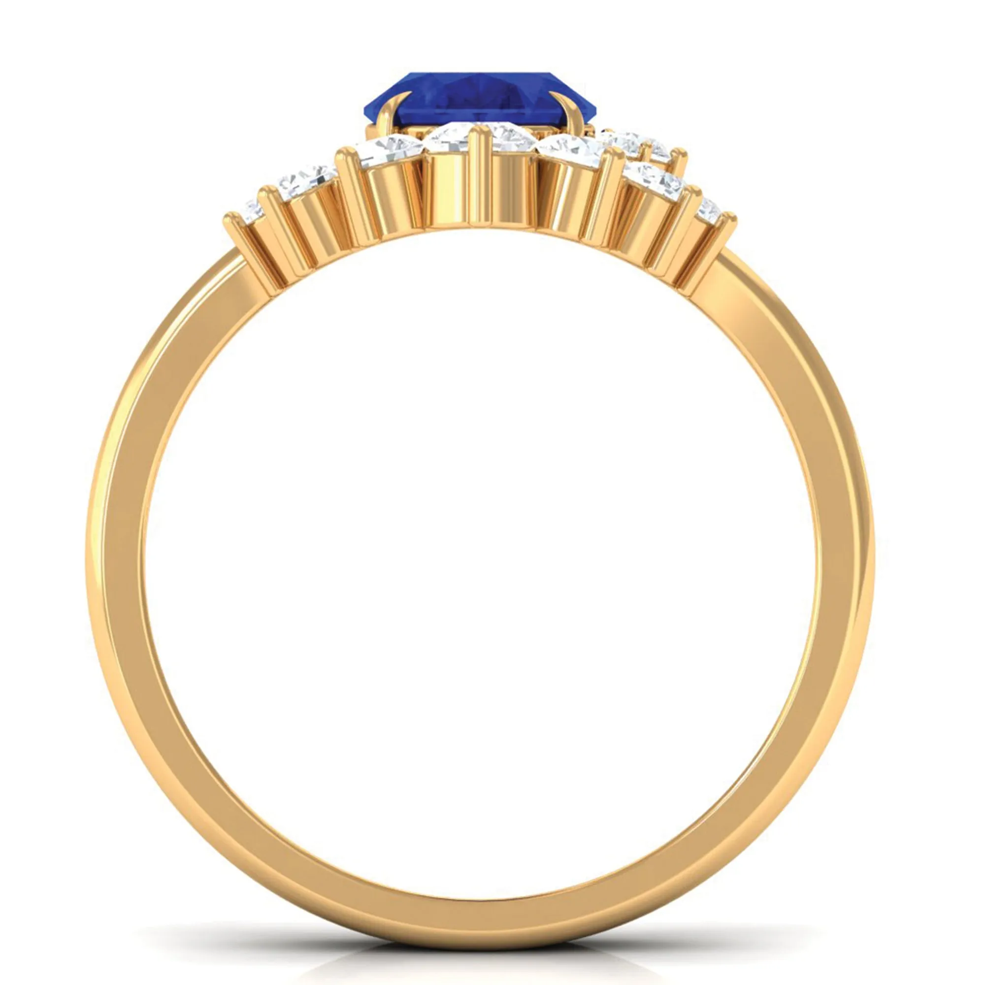 Created Blue Sapphire and Diamond Engagement Enhancer Ring Set