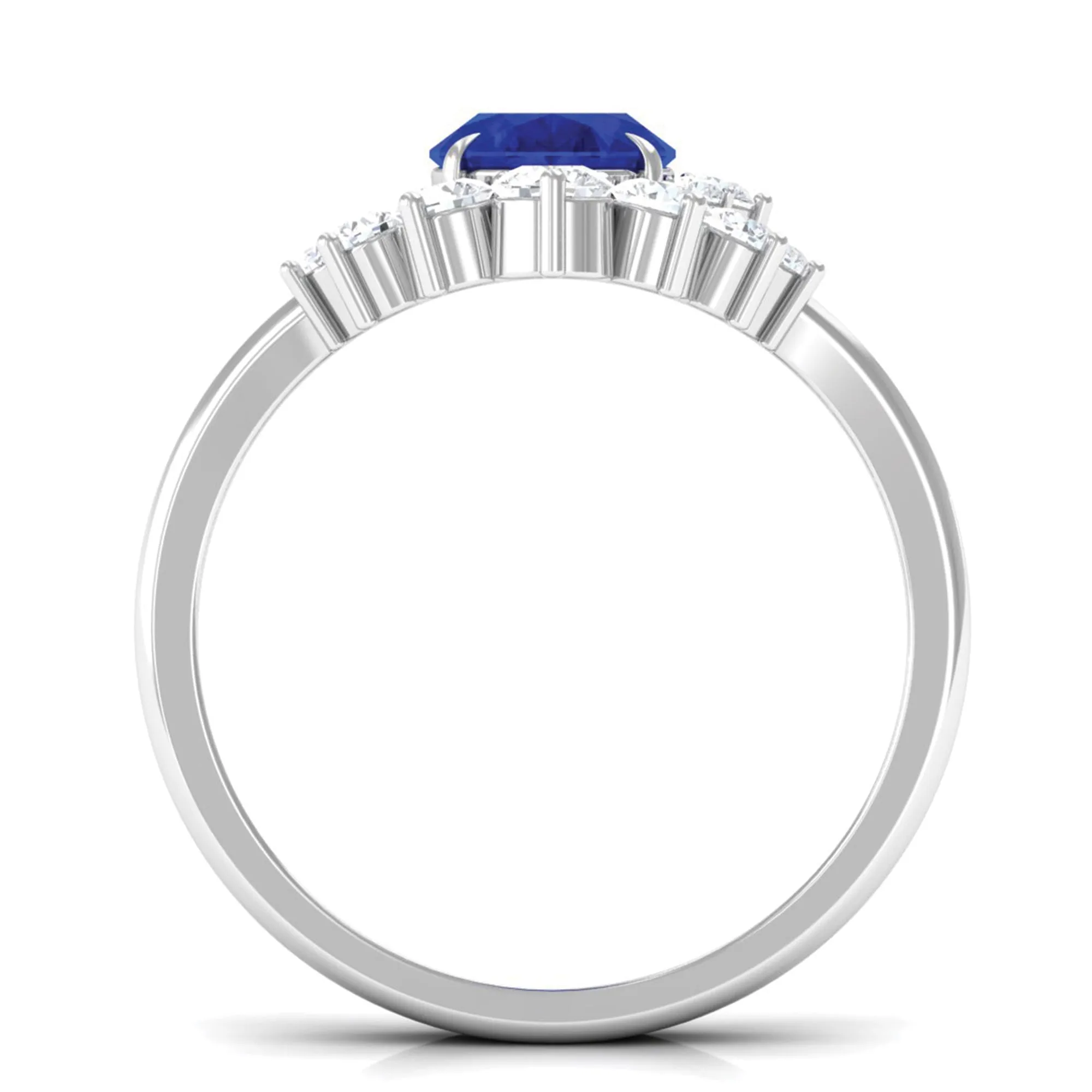 Created Blue Sapphire and Diamond Engagement Enhancer Ring Set