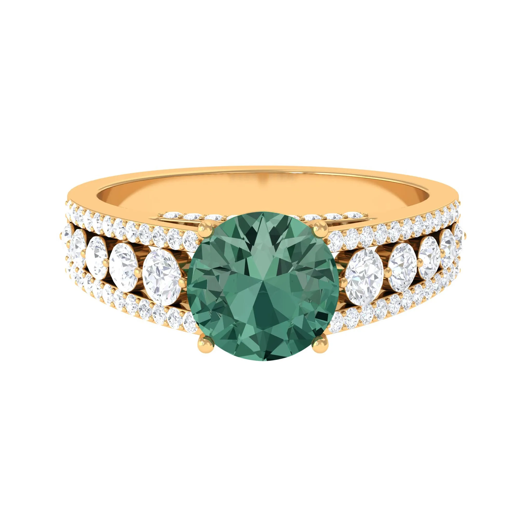 Created Green Sapphire Engagement Ring with Moissanite