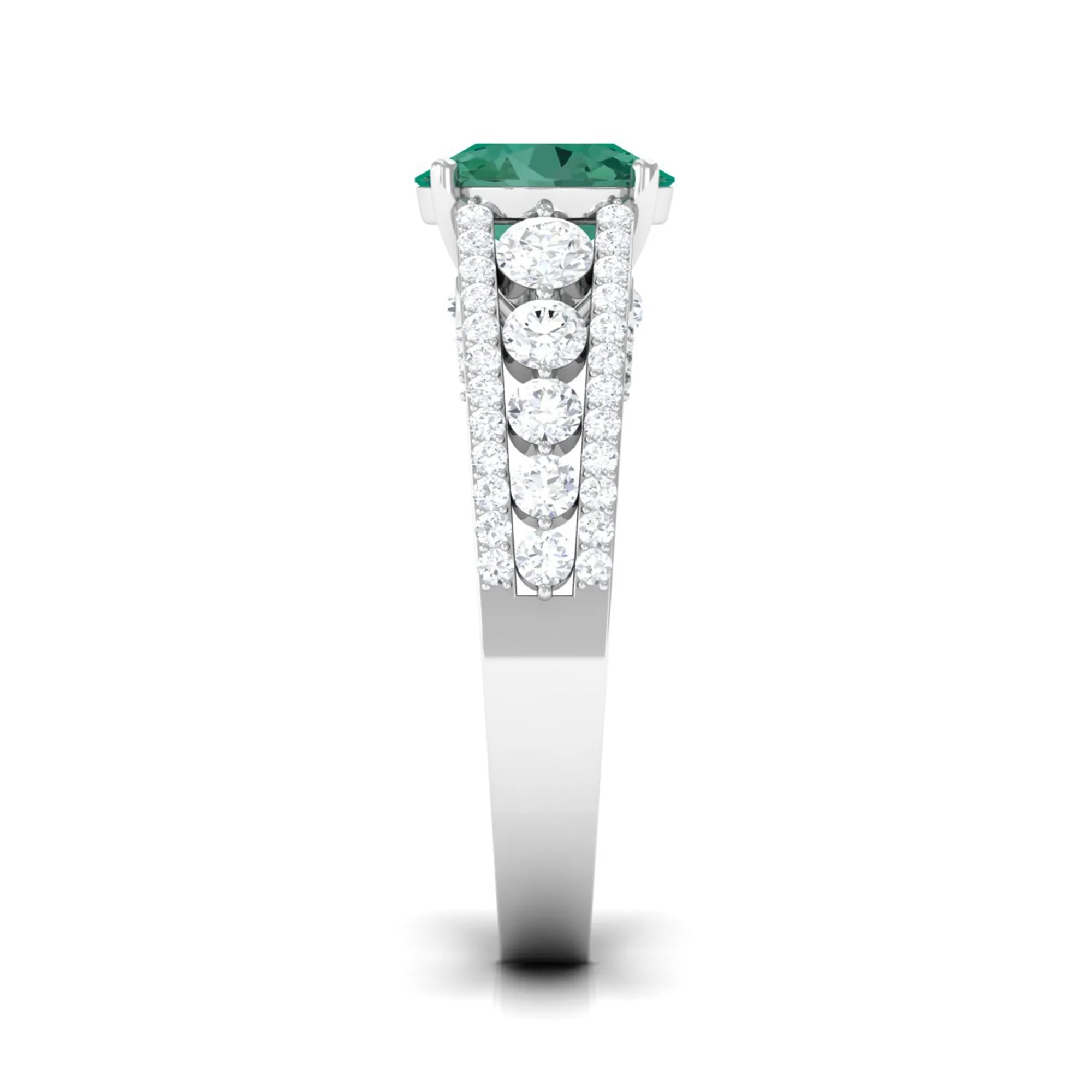 Created Green Sapphire Engagement Ring with Moissanite