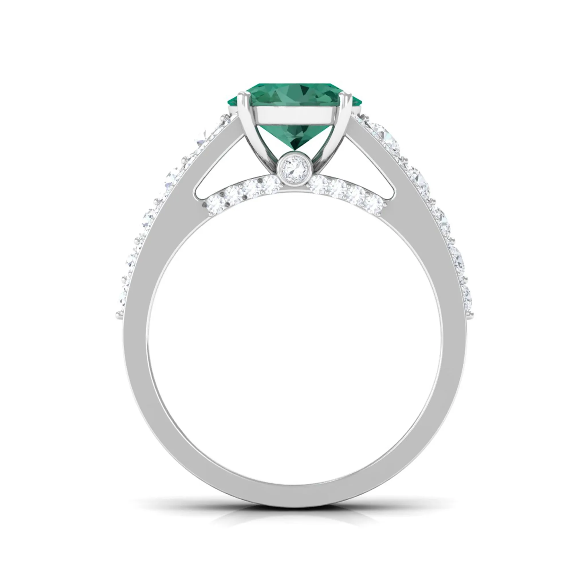 Created Green Sapphire Engagement Ring with Moissanite
