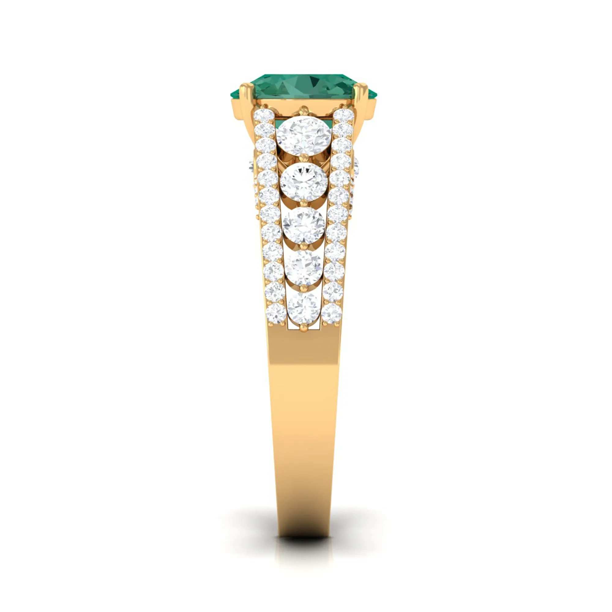 Created Green Sapphire Engagement Ring with Moissanite