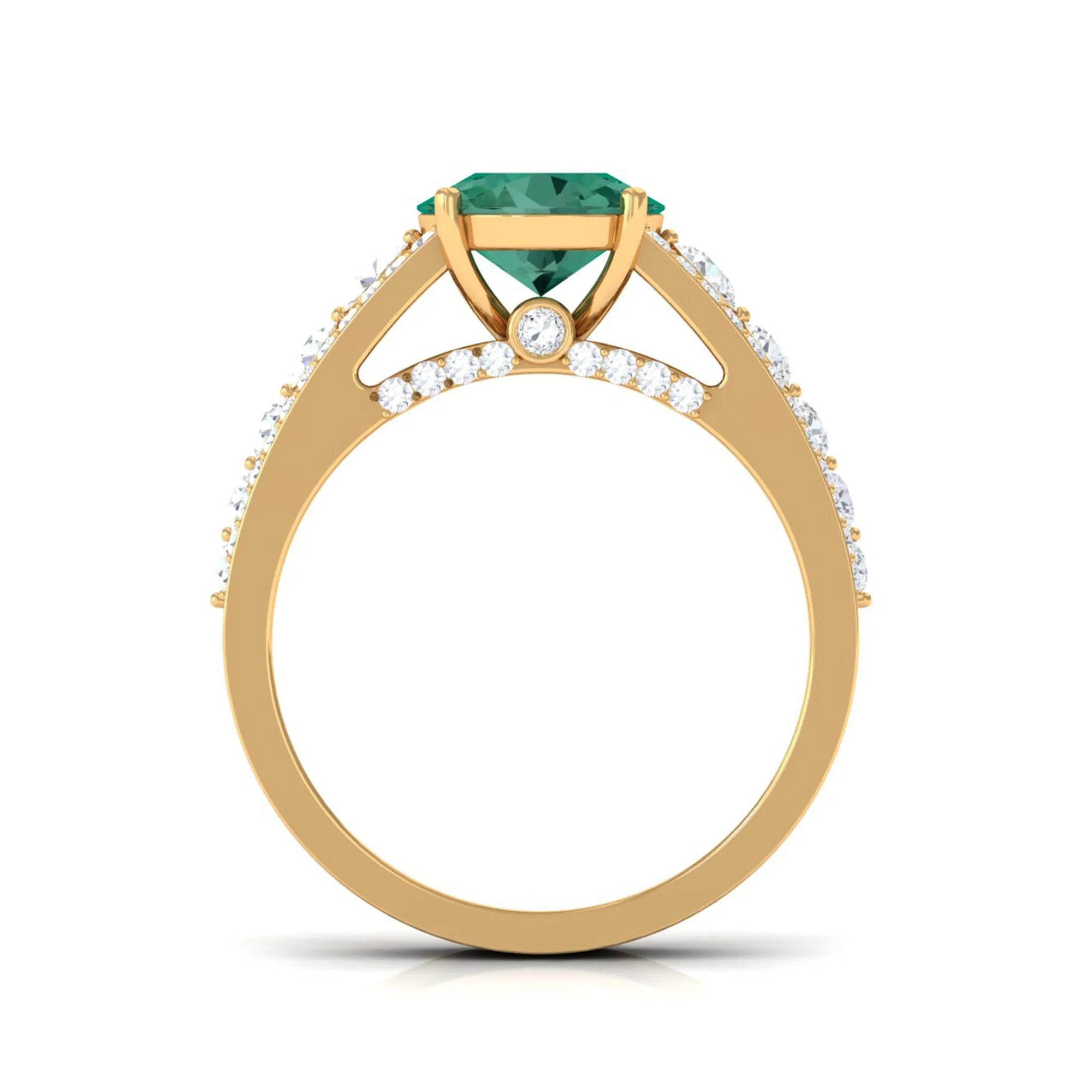 Created Green Sapphire Engagement Ring with Moissanite