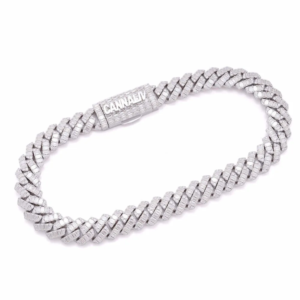 CUSTOM CLASP 20MM Emerald Cut Moissanite Cuban Link Chain 14k Gold