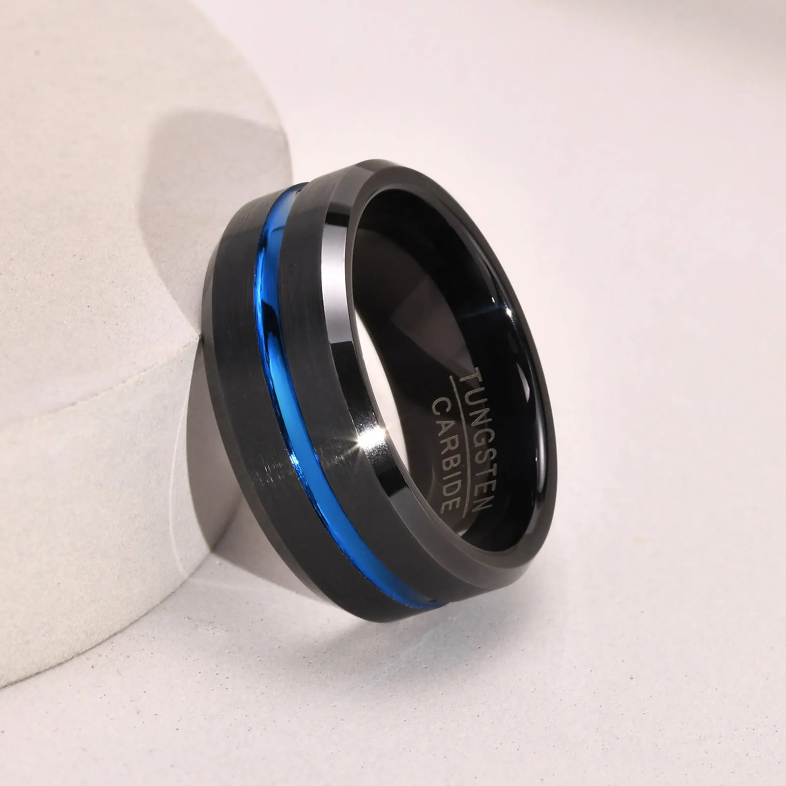 Custom Engraved Mens Tungsten Ring Black