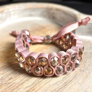 'Dawn' grosgrain ribbon and iridescent beaded slider bracelet