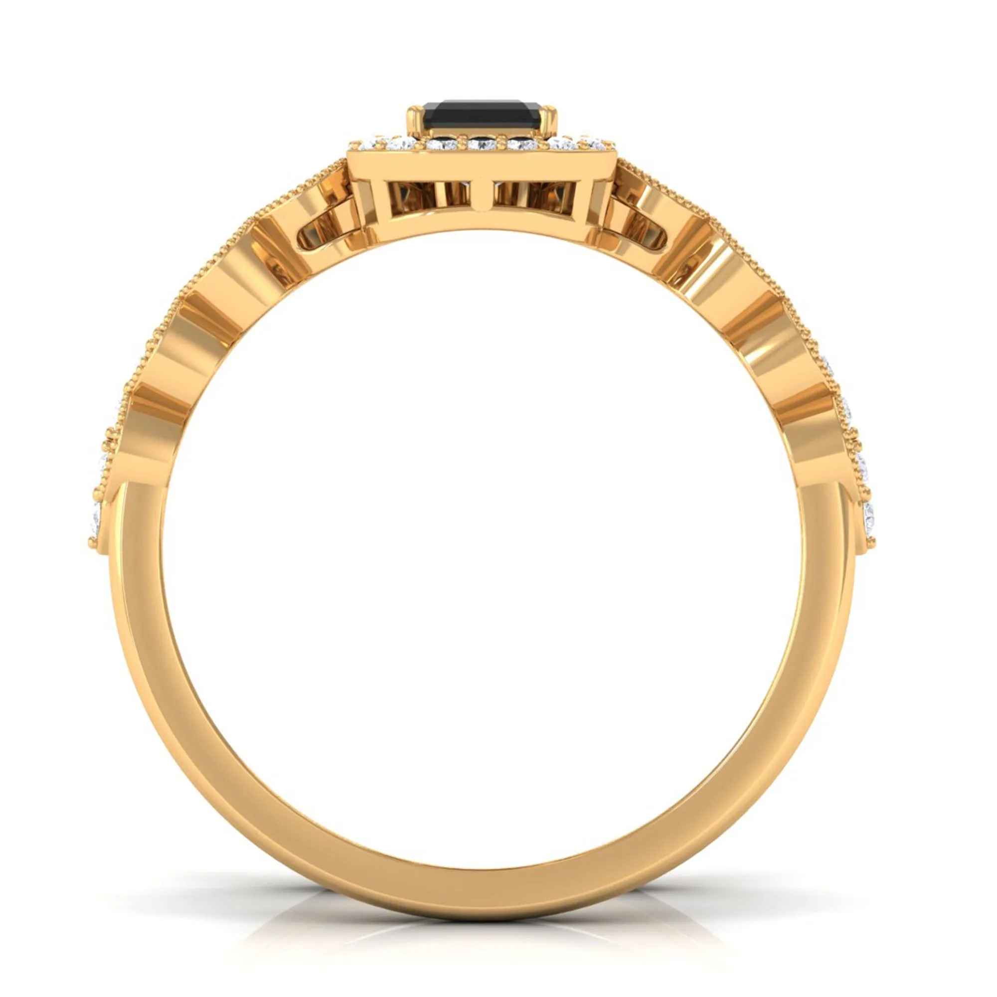 Designer Created Black Diamond and Diamond Engagement Ring Set