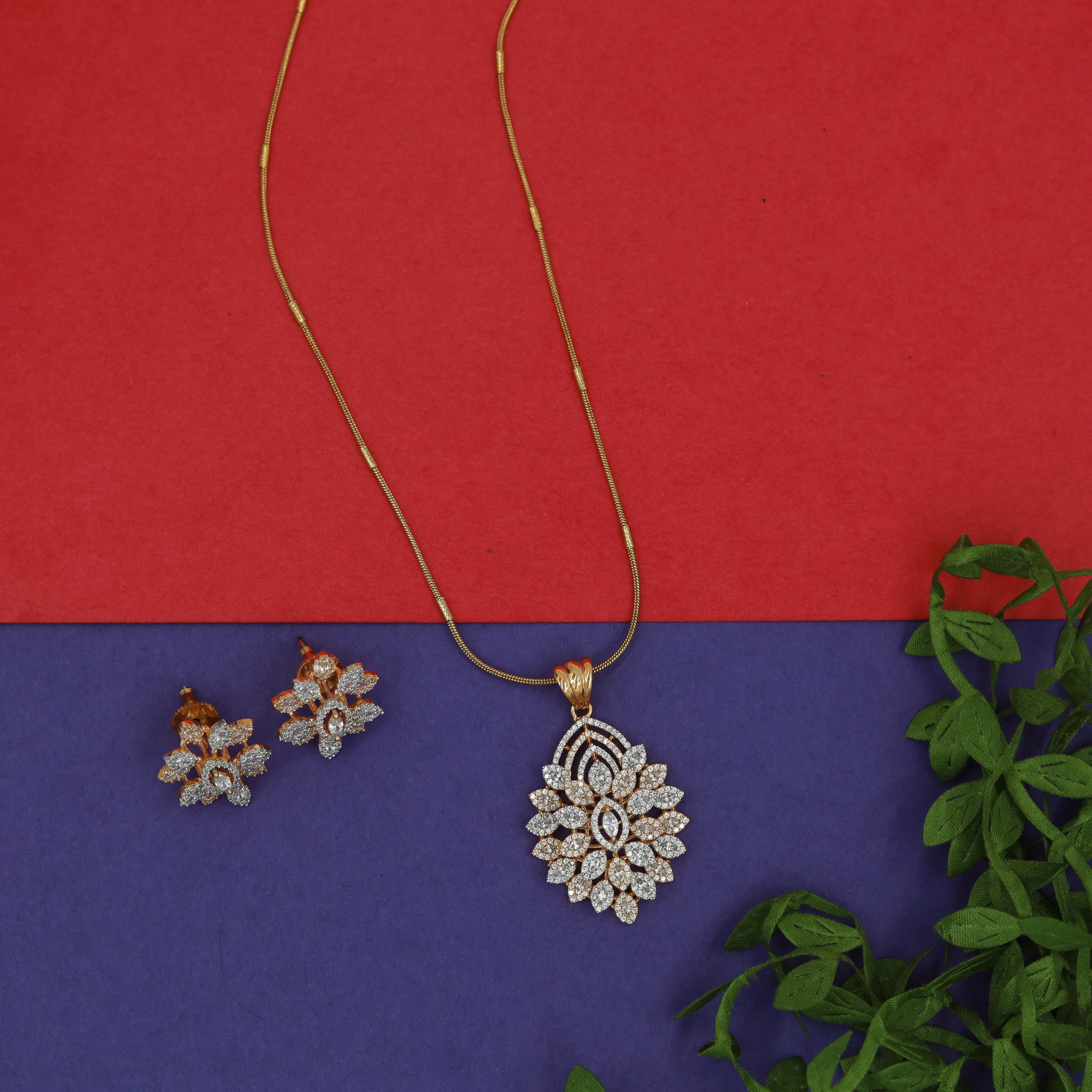Designer Zircon/AD Pendant Set 15285-69