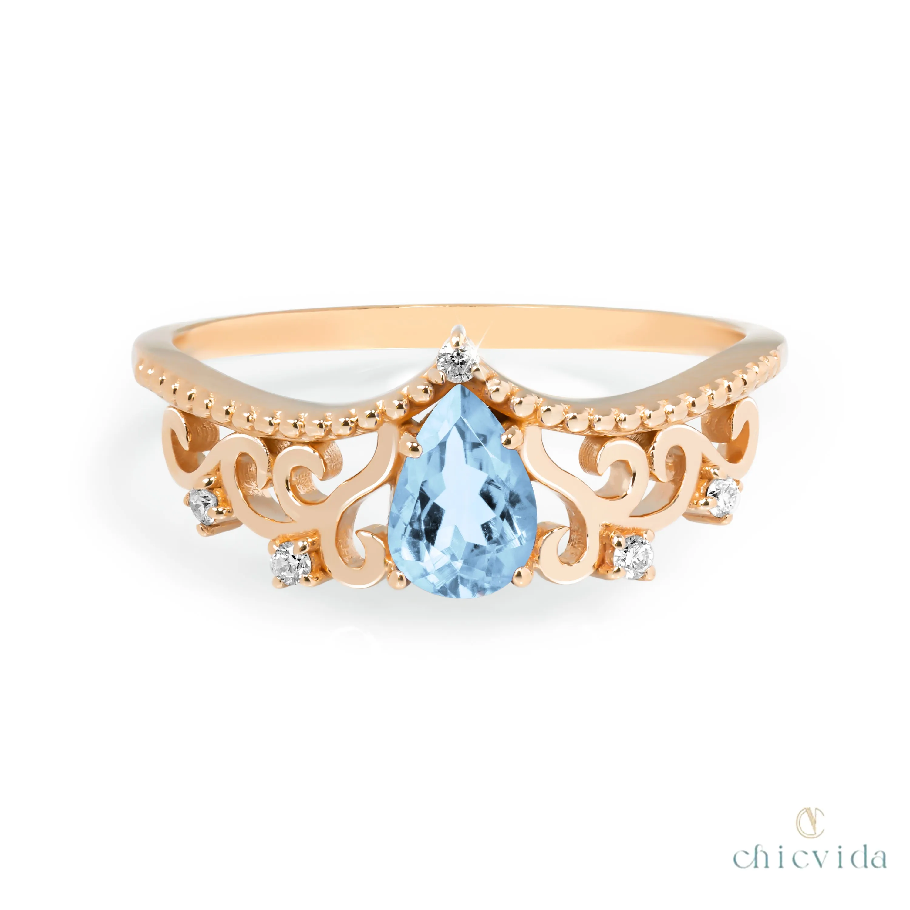 Diadem Pear Ring
