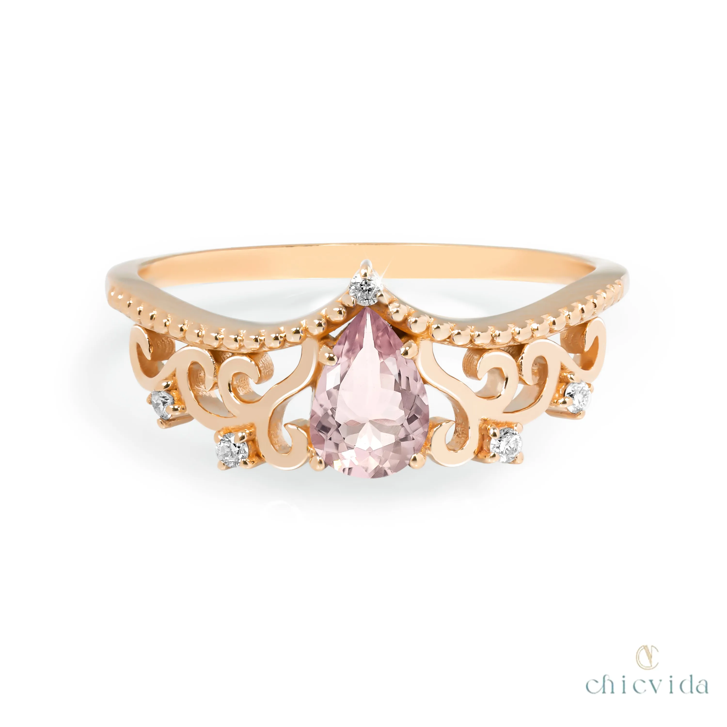 Diadem Pear Ring