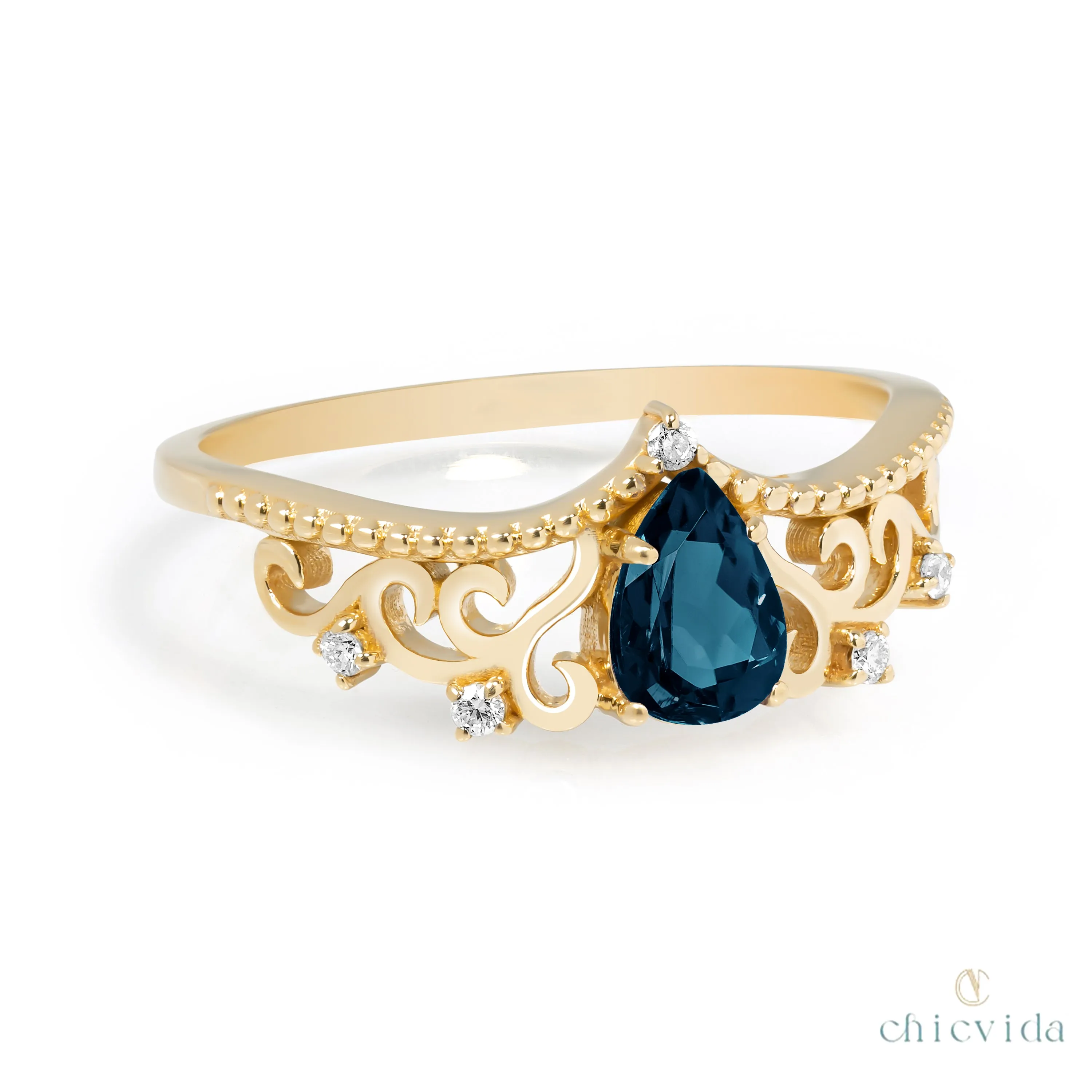 Diadem Pear Ring