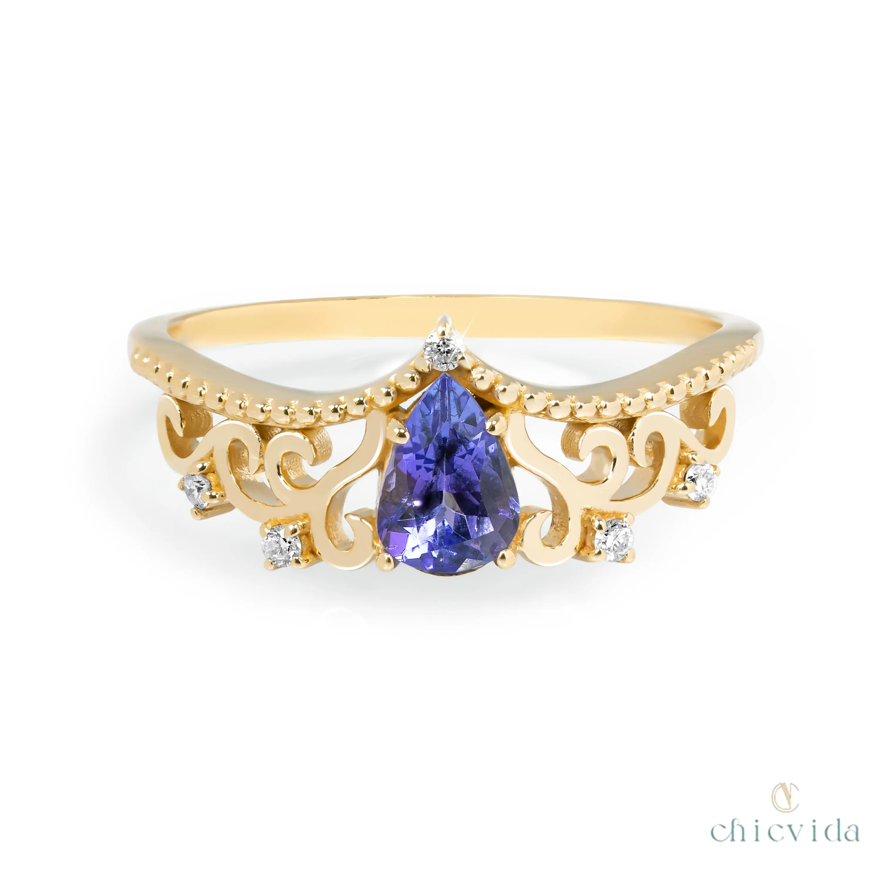 Diadem Pear Ring