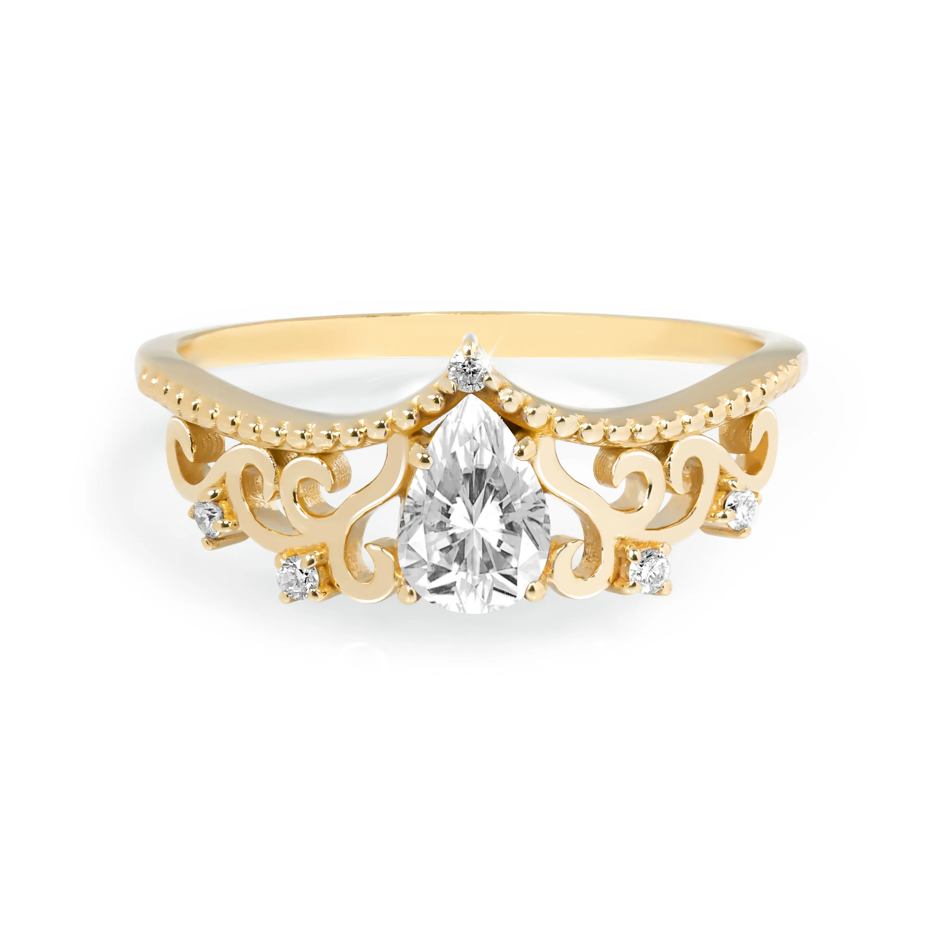 Diadem Pear Ring