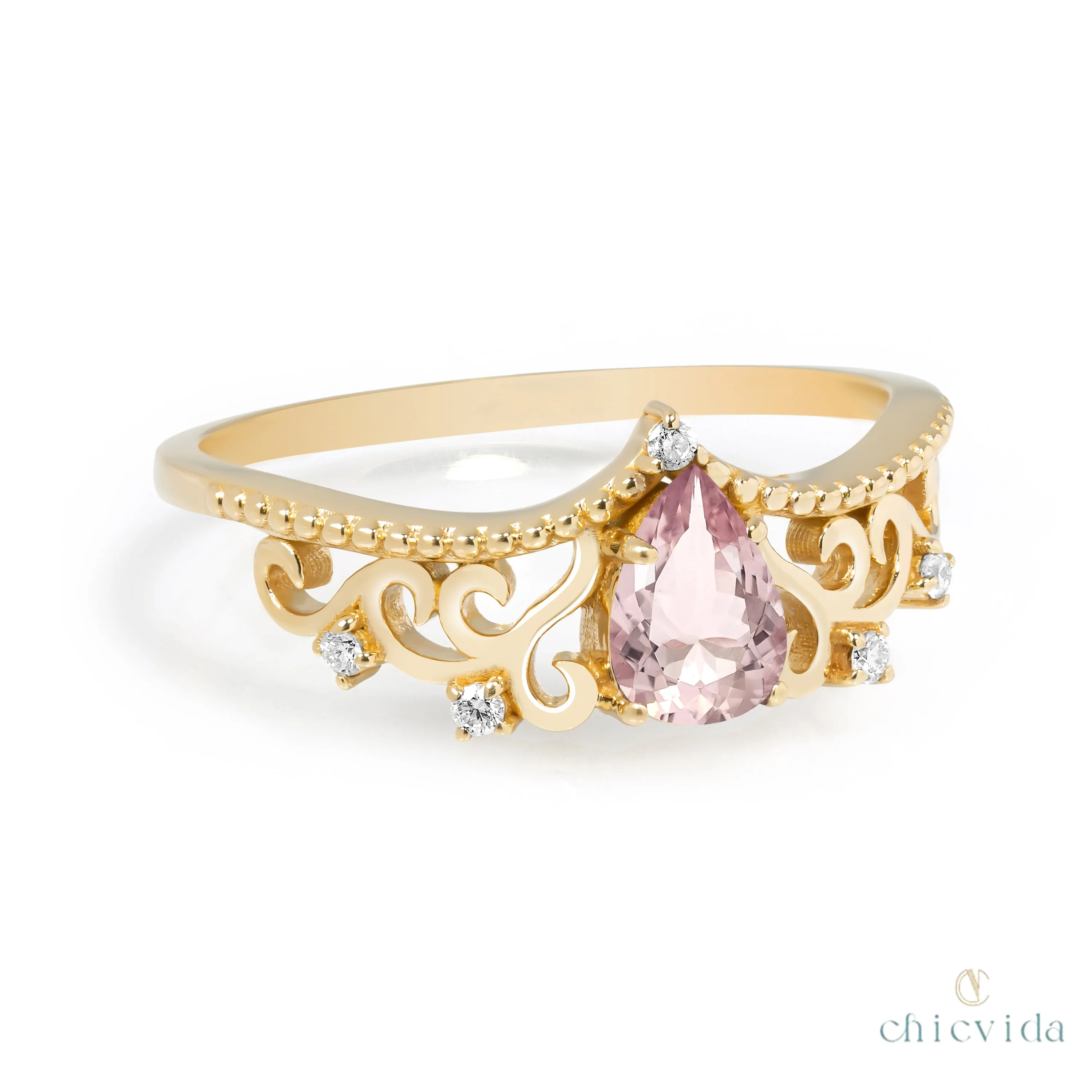 Diadem Pear Ring