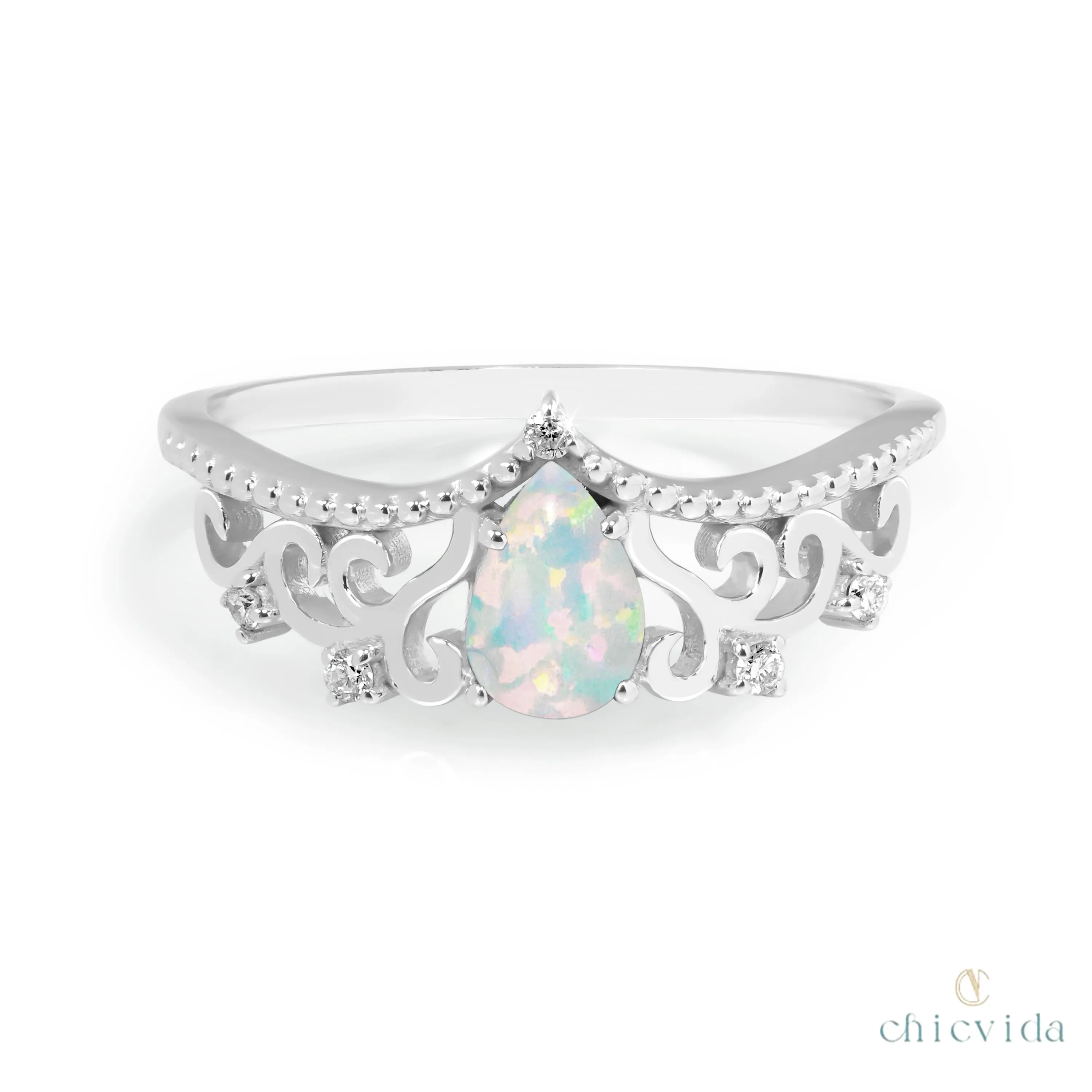 Diadem Pear Ring