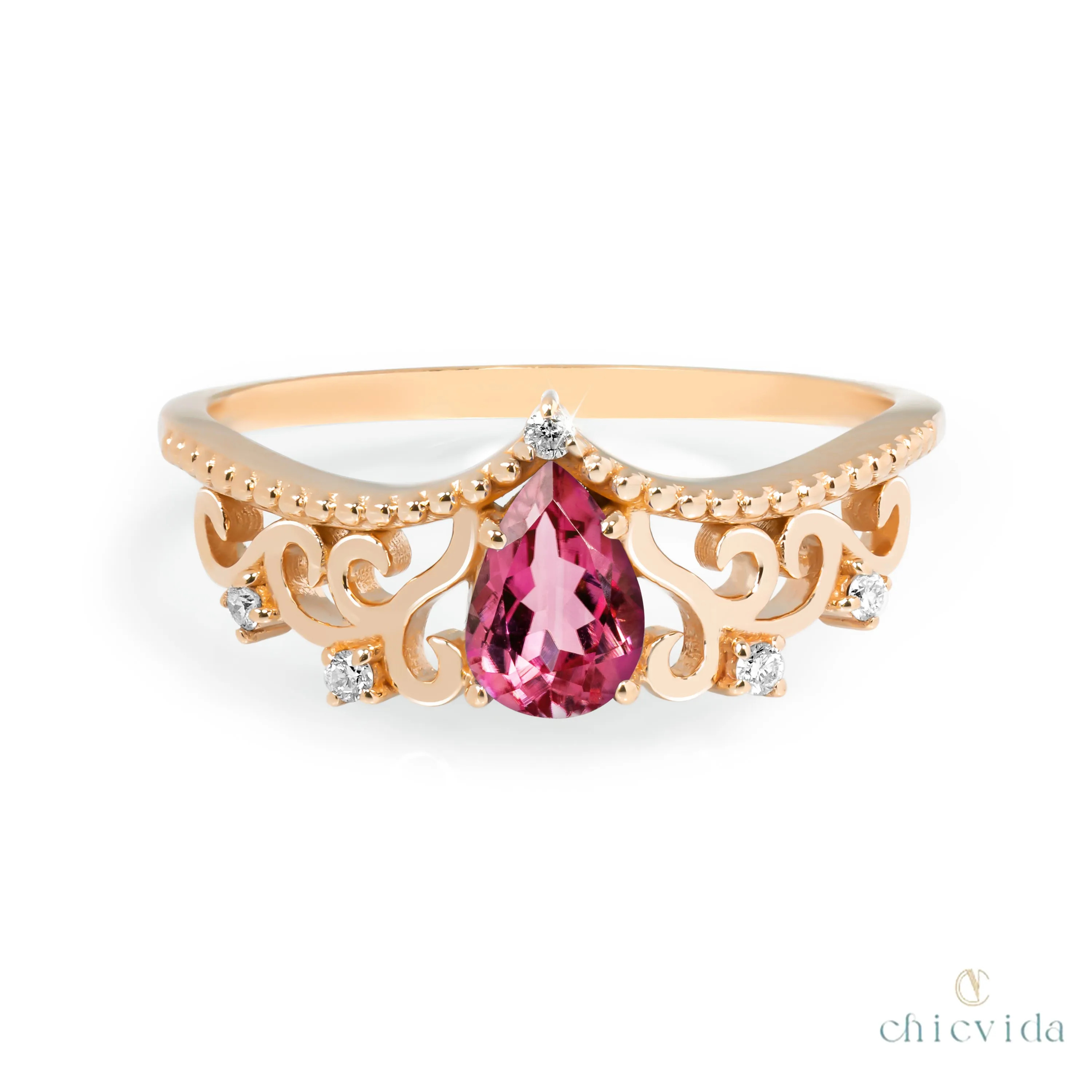 Diadem Pear Ring